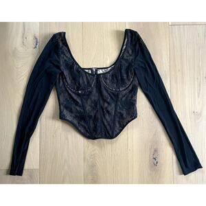 White Fox A Good Night Lace Long Sleeve Bustier Corset NWT Large